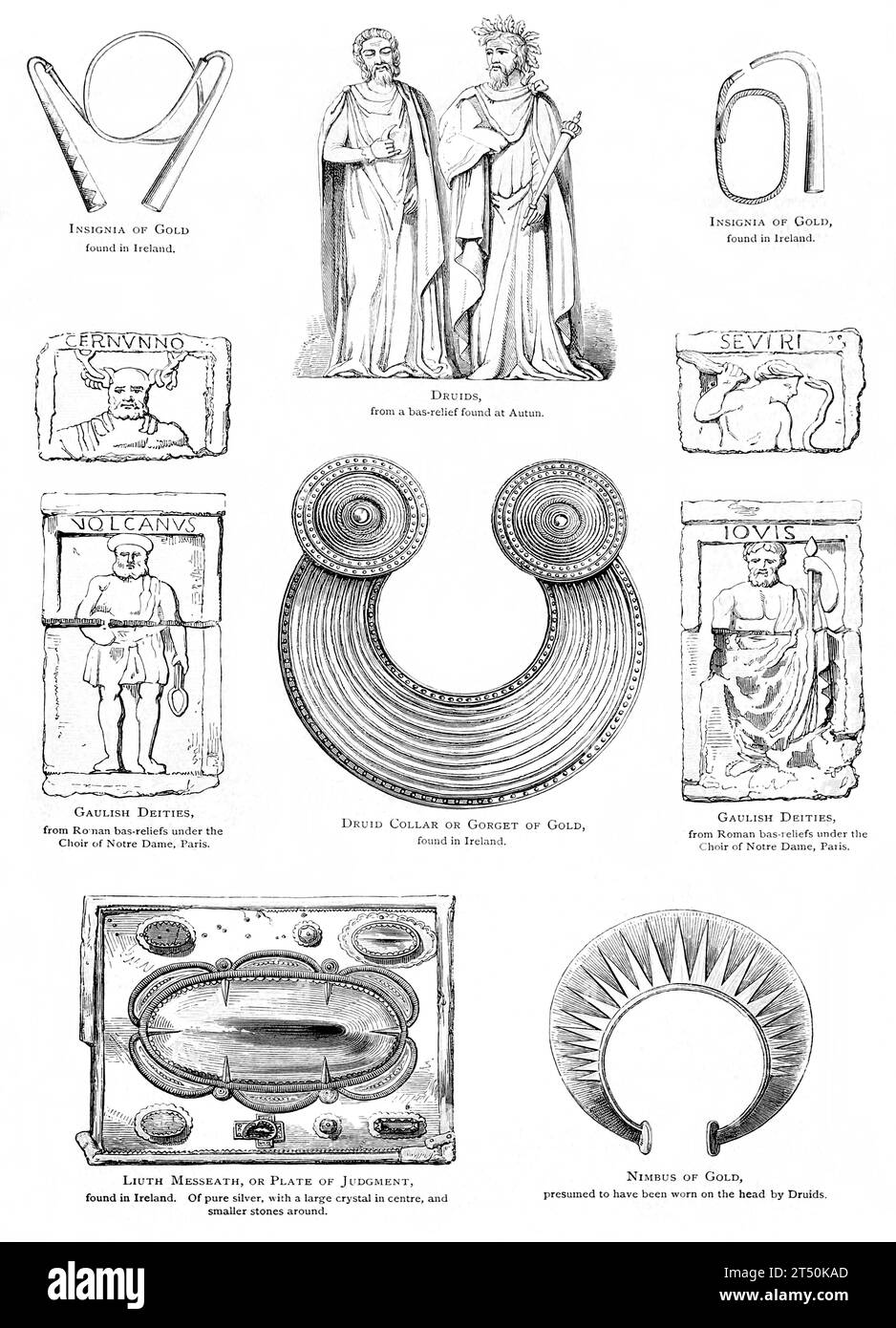 Illustrations of Relics of Druidical Times from The Popular History of England Volume 1 By Charles Macfarlene and Thomas Archer Stock Photo