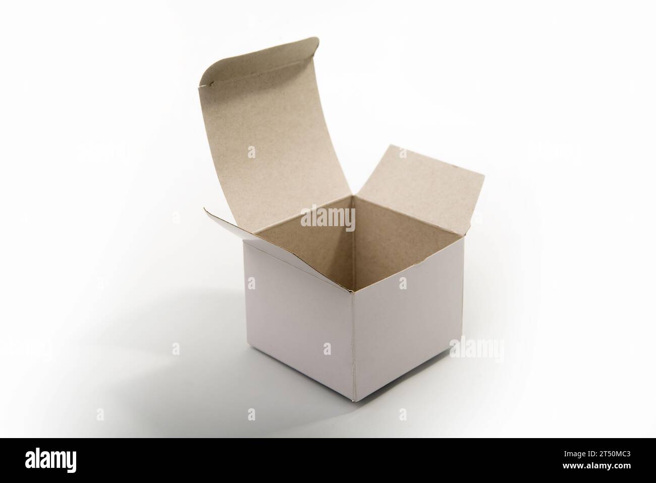 Isolated open small white paper box Stock Photo