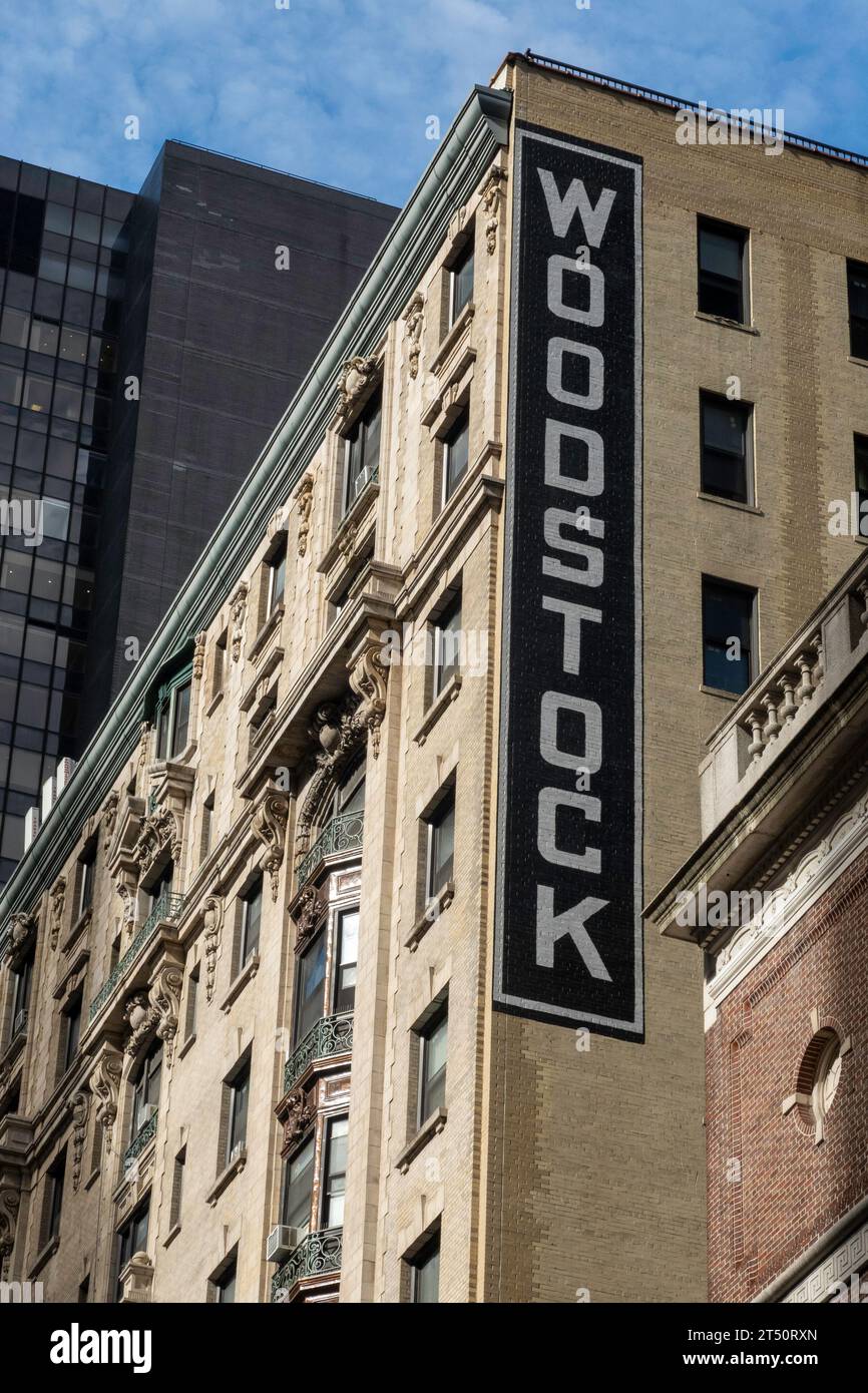 The Woodstock hotel is located on W. 43rd St. in the Times Square, District of Manhattan, 2023, New York City, USA Stock Photo