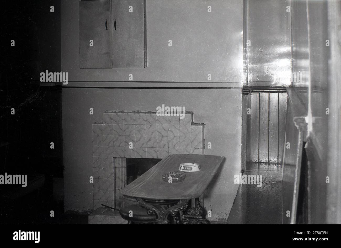 1960s, historical, inside area at the The Bulls Head pub on the