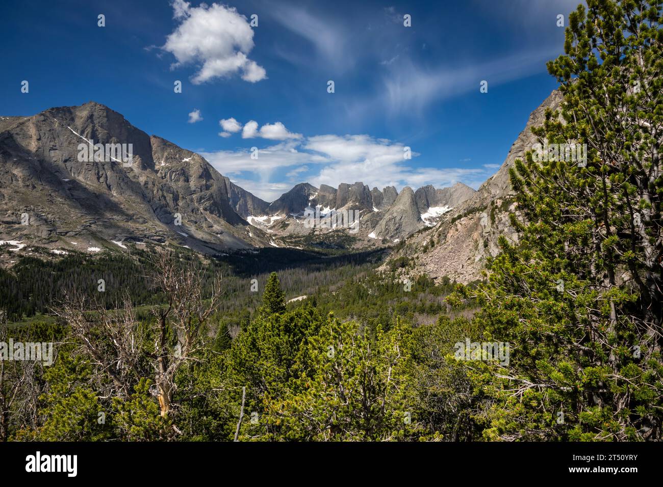 WY05575-00...WYOMING - Cirque of the Towers viewed from the Lizard Head Trail in the Popo Agie Wilderness area of the Wind River Range. Stock Photo
