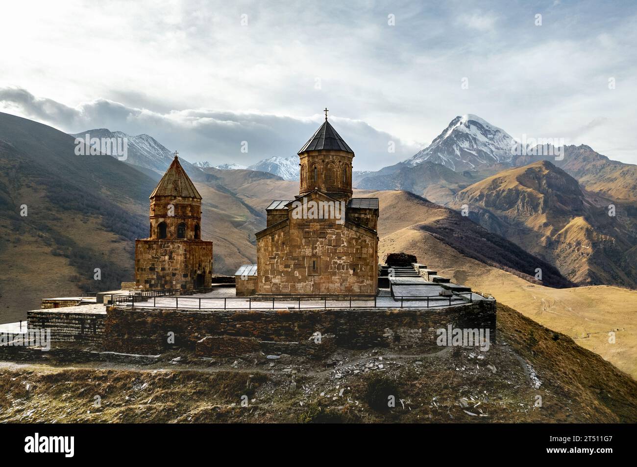 The church is on a cliff overlooking a valley Stock Photo - Alamy