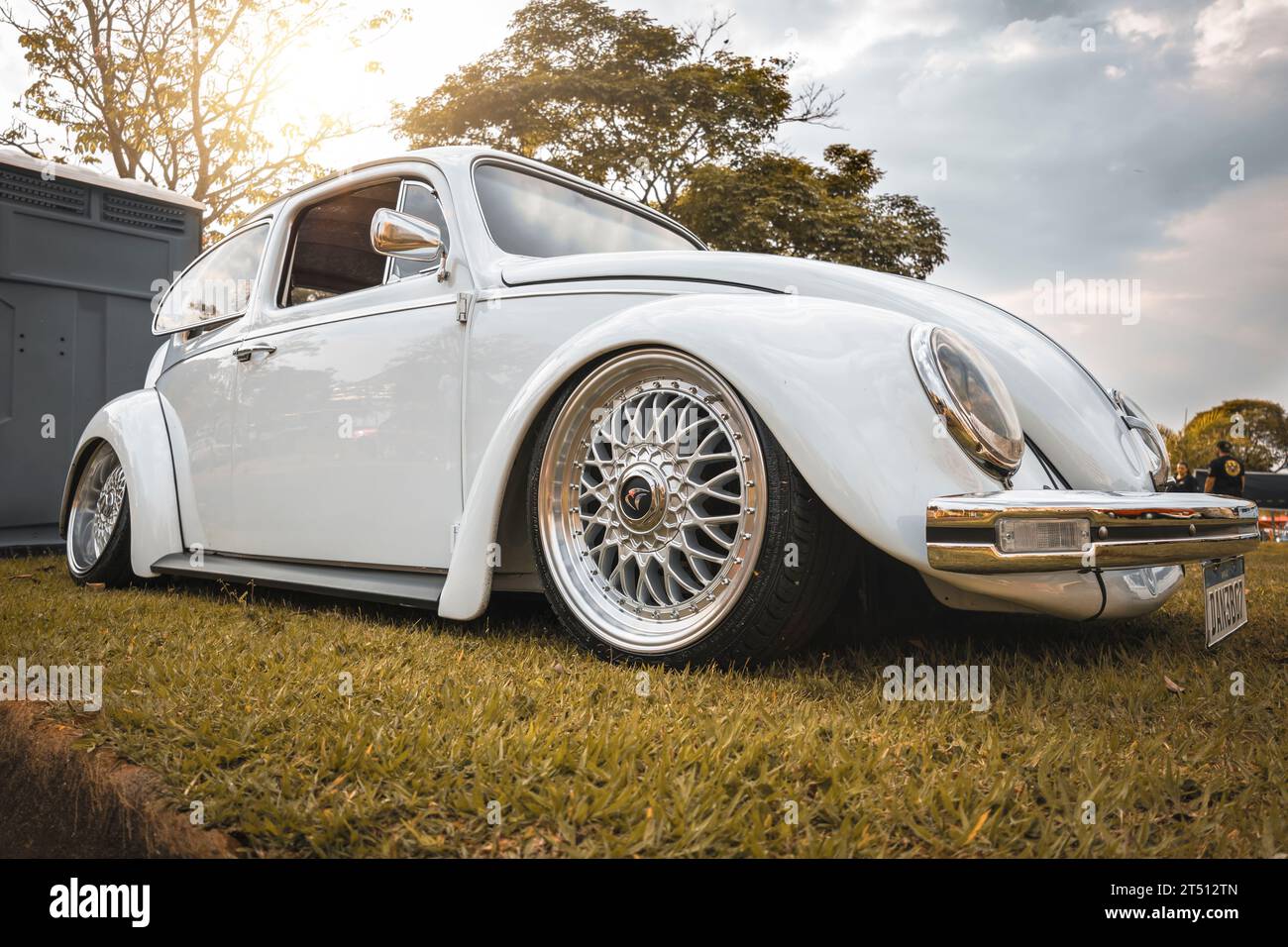 A classic Volkswagem Fusca Beetle 1971 on display at a vintage car fair show in the city of Londrina, Brazil. Annual vintage car meeting. Stock Photo