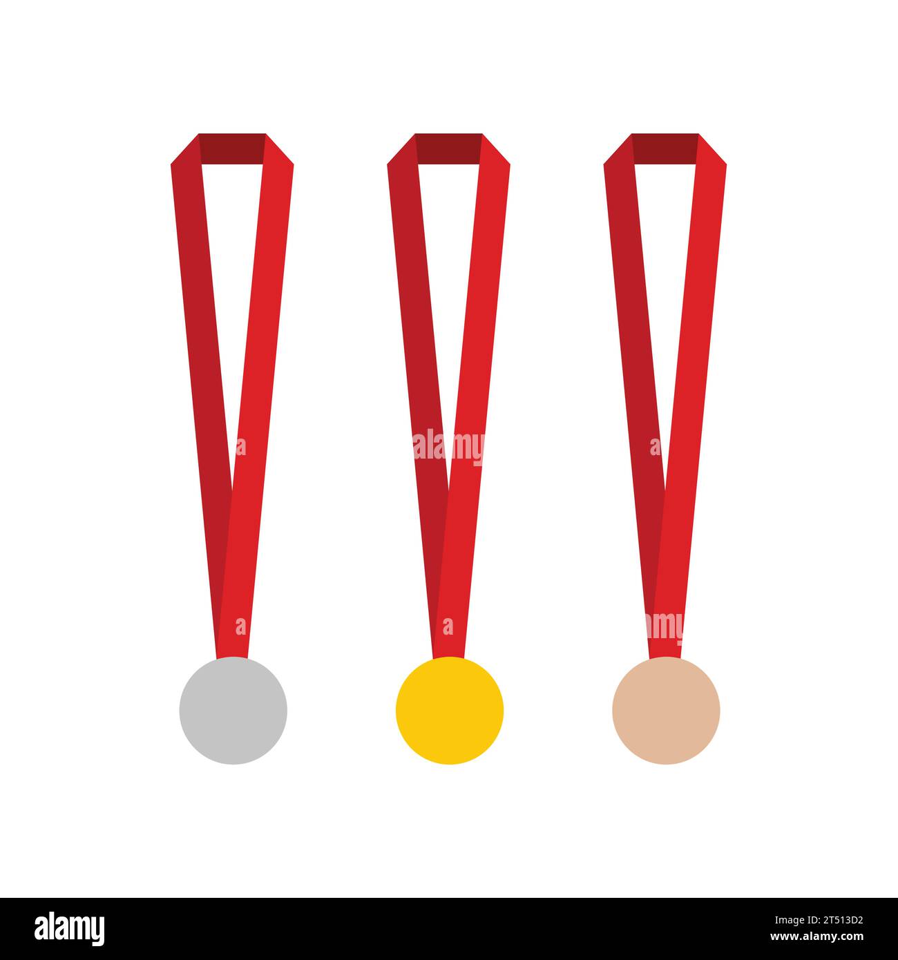 Gold silver and bronze medals flat icon Royalty Free Vector Stock ...