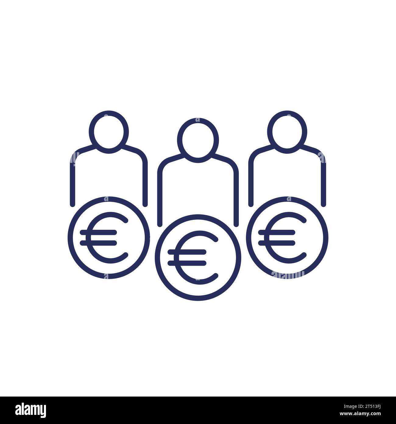 labor costs icon with workers and euro line vector Stock Vector