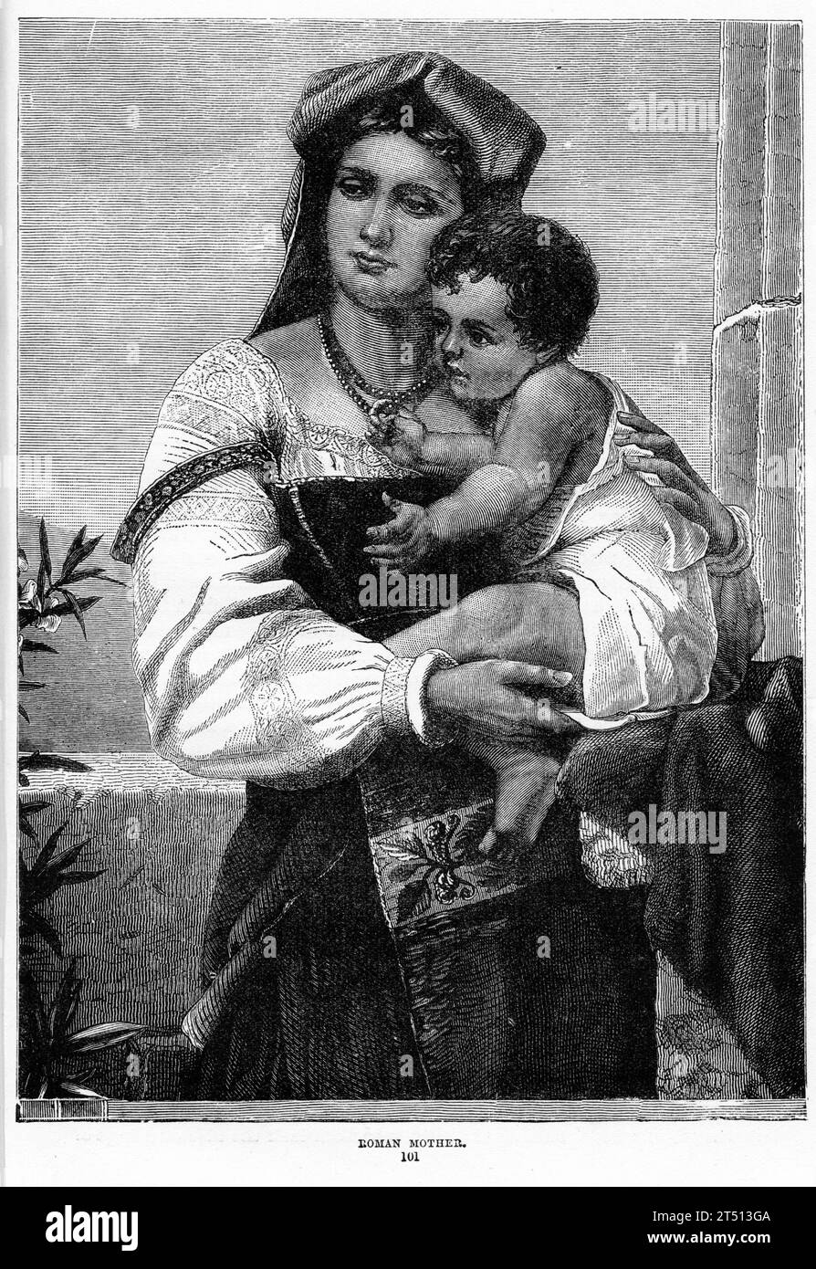 Portrait of a Roman mother. Published circa 1887 Stock Photo