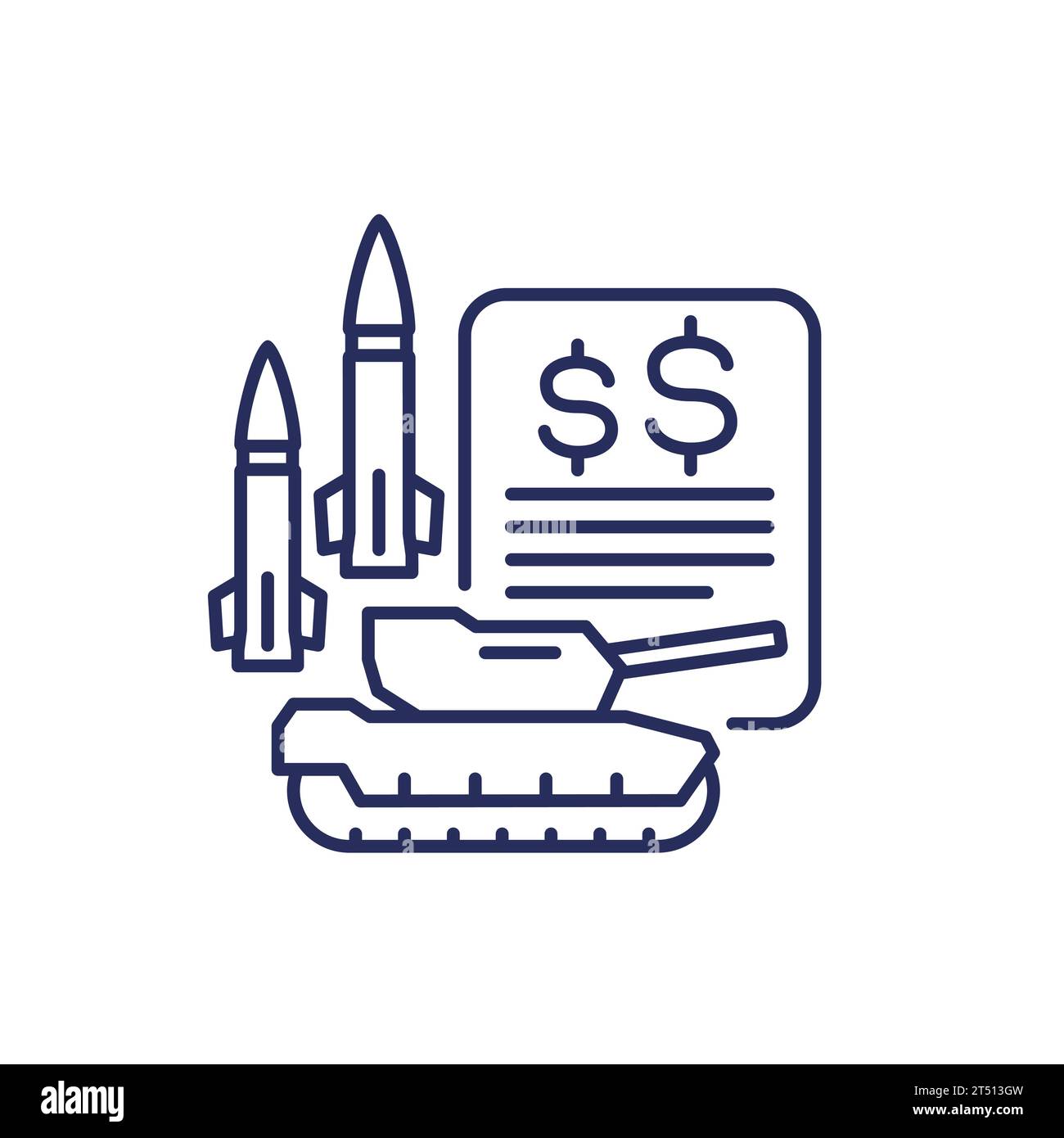 military spending or defence budget line icon Stock Vector