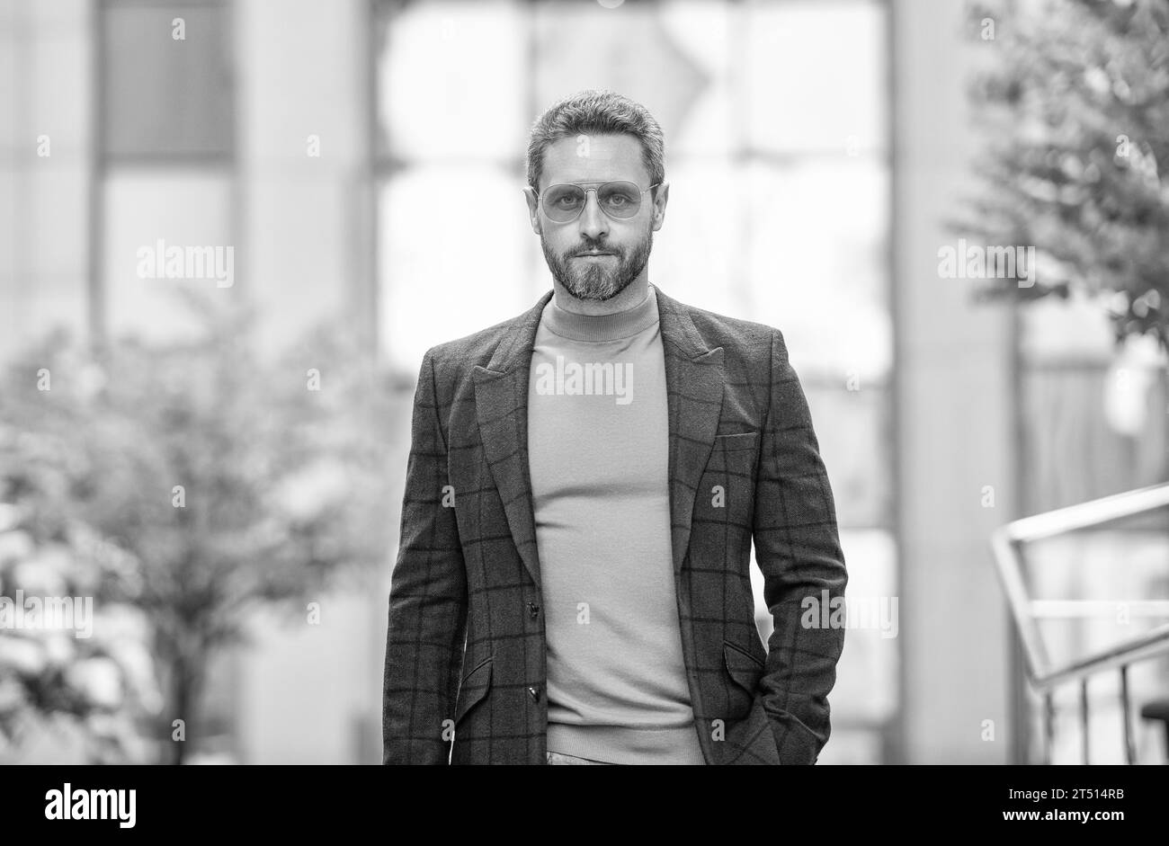 Trendy guy in menswear Black and White Stock Photos & Images - Alamy