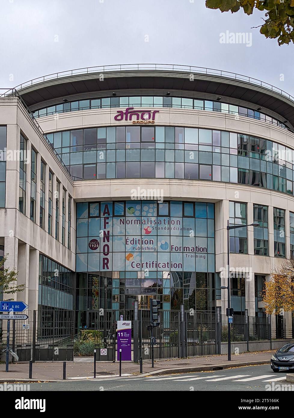 Exterior view of the headquarters of Afnor Groupe, a French organization in charge of issuing certificates of conformity to standards and regulations Stock Photo