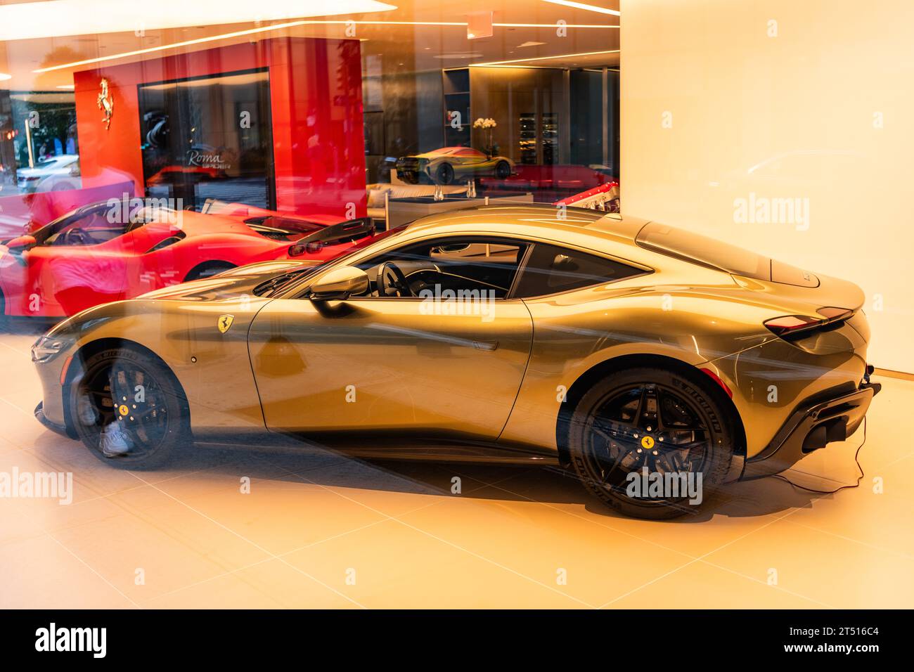 New York City, USA August 09, 2023 Ferrari Roma 2021 sport car in