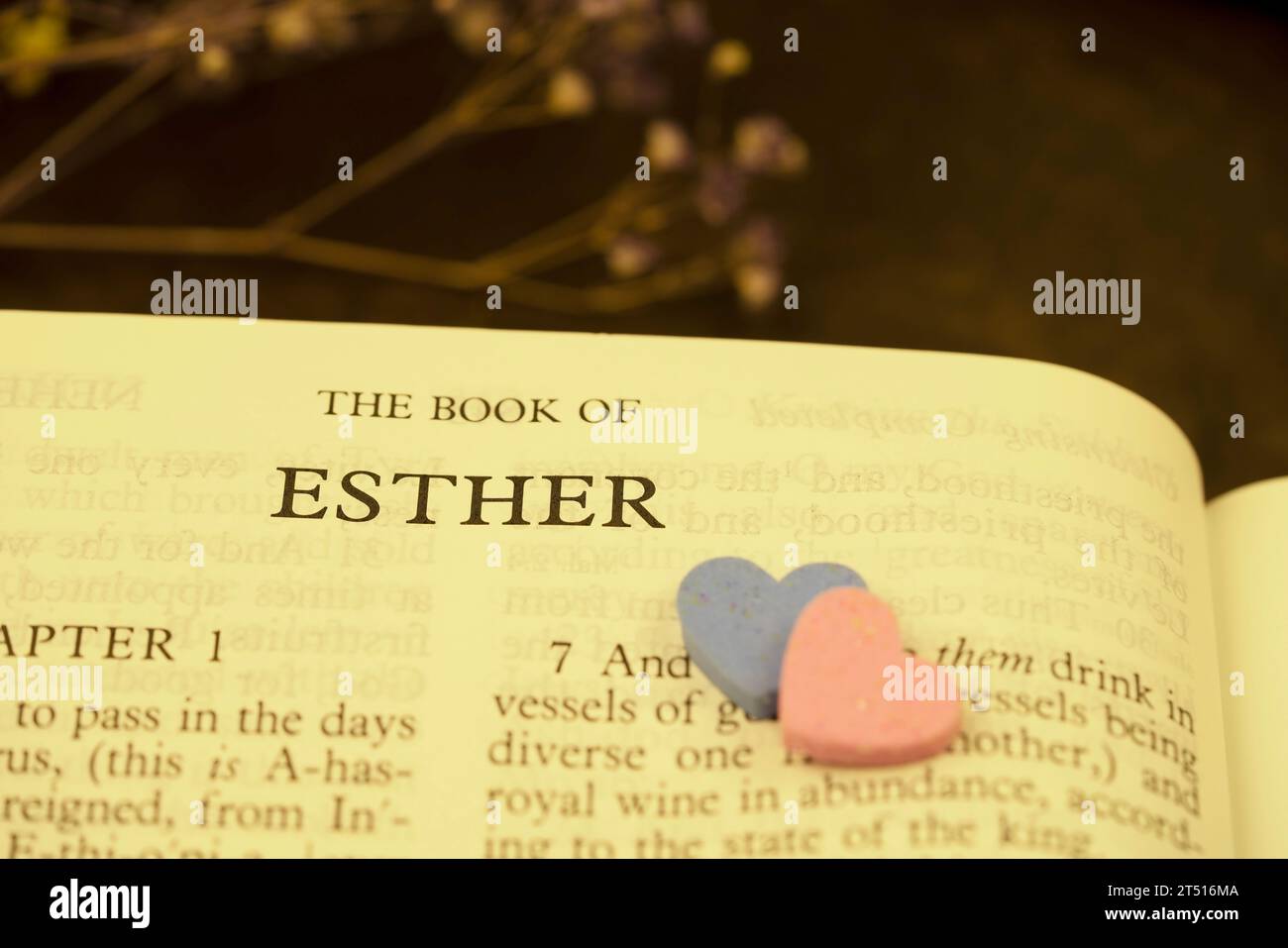 The Holybible book of The book of Esther Index for background and inspiration Stock Photo