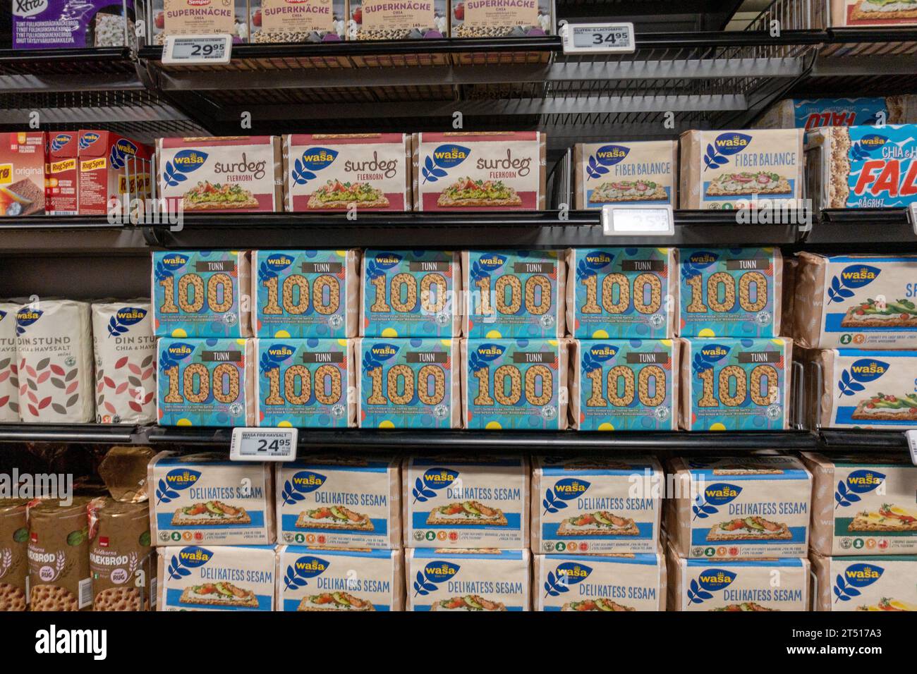 Wasa Crispbreads On A Supermarket Shelf In Qaqortoq Greenland Assorted Varities Of For Sale Stock Photo