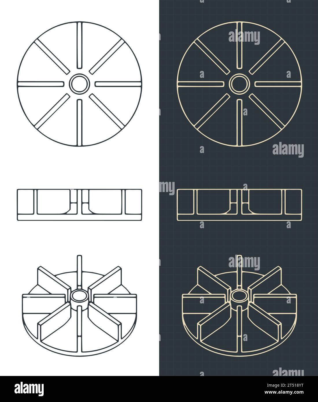 Water pump impeller blueprint Royalty Free Vector Image Stock Vector