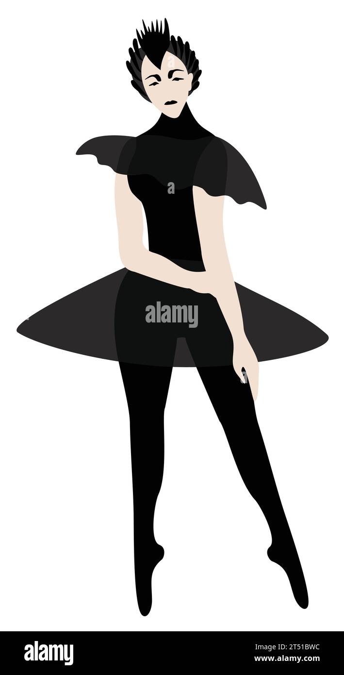 Ballerina in black costume of a swan isolated Vector Image Stock Vector