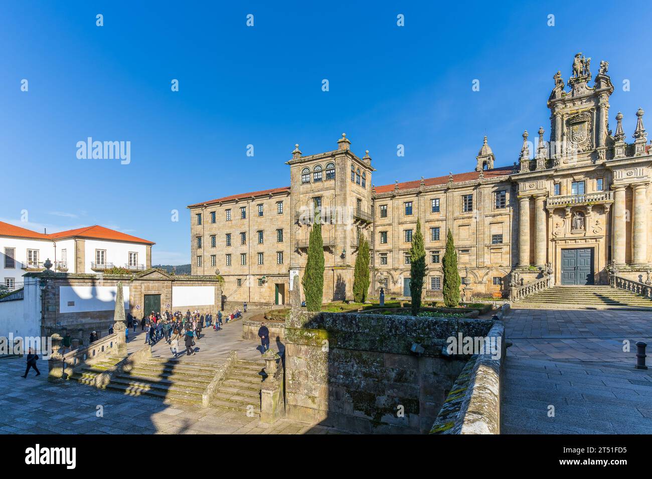 Santiago de Compostela, Spain, February 26, 2023. Monastery of San Martin Pinario in Santiago de Compostela en Galicia Stock Photo