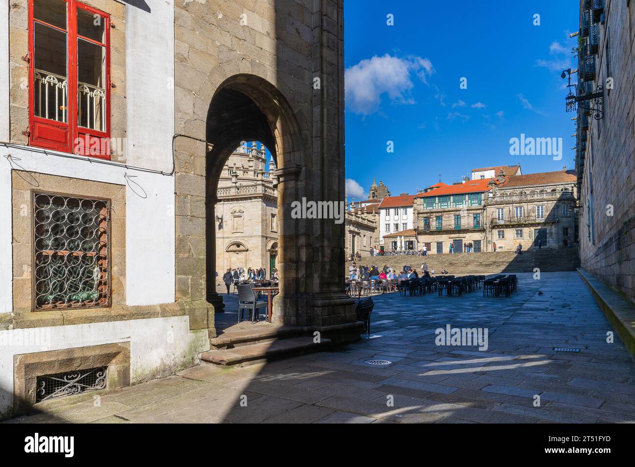Santiago de Compostela, Spain, February 26, 2023. Plaza de la Quintana of Santiago de Compostela  Stock Photo