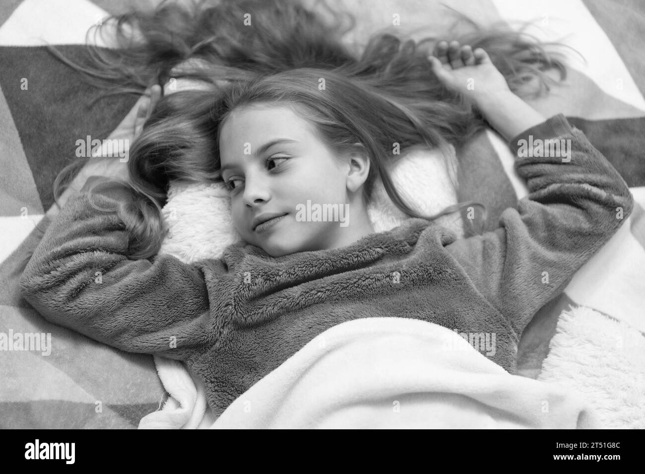 childhood of teen girl relax in bed. childhood of teen girl relax in