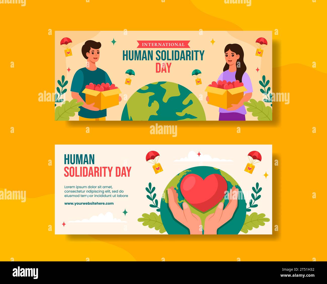 Human Solidarity Day Horizontal Banner Flat Cartoon Hand Drawn ...