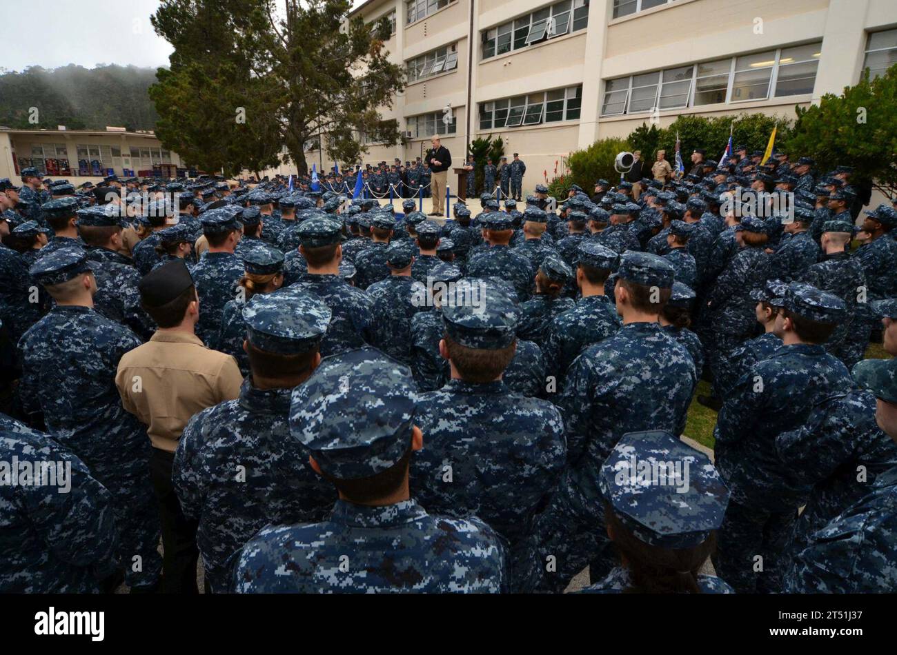 120130TC628-176 MONTEREY, Calif. (Jan. 30, 2012) Vice Adm. Michael S. Rogers, commander of U.S. Fleet Cyber Command and U.S.10th Fleet, speaks to students and staff at the Center for Information Dominance, Unit Monterey, during an all-hands call. Navy Stock Photo