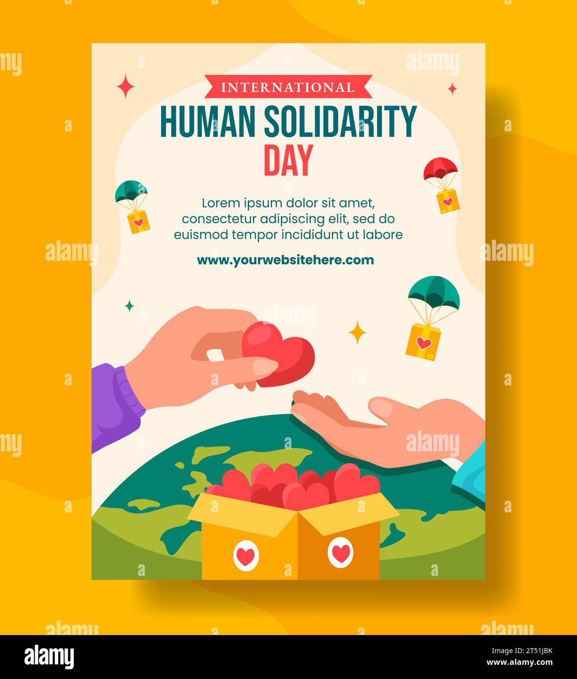 Human Solidarity Day Vertical Poster Flat Cartoon Hand Drawn Templates ...