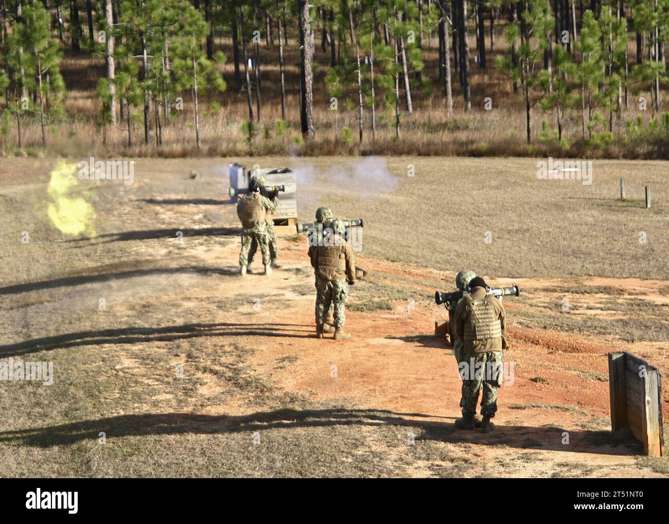 120113ZZ999-003 CAMP SHELBY, Miss (Jan. 13, 2012) Seabees assigned to Naval Mobile Construction Battalion (NMCB) 74 participate in a live-fire exercise with the AT-4 anti-tank rocket launcher during a weapons training exercise. The AT-4 is a shoulder-launched lightweight anti-armor weapon. (U.S. Navy Stock Photo
