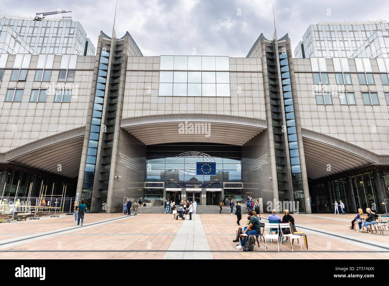 Front of Altiero Spinelli building, Agora Simone Veil, Espace Léopold, Europen Parliament, European Quarter, Brussels, Belgium Stock Photo