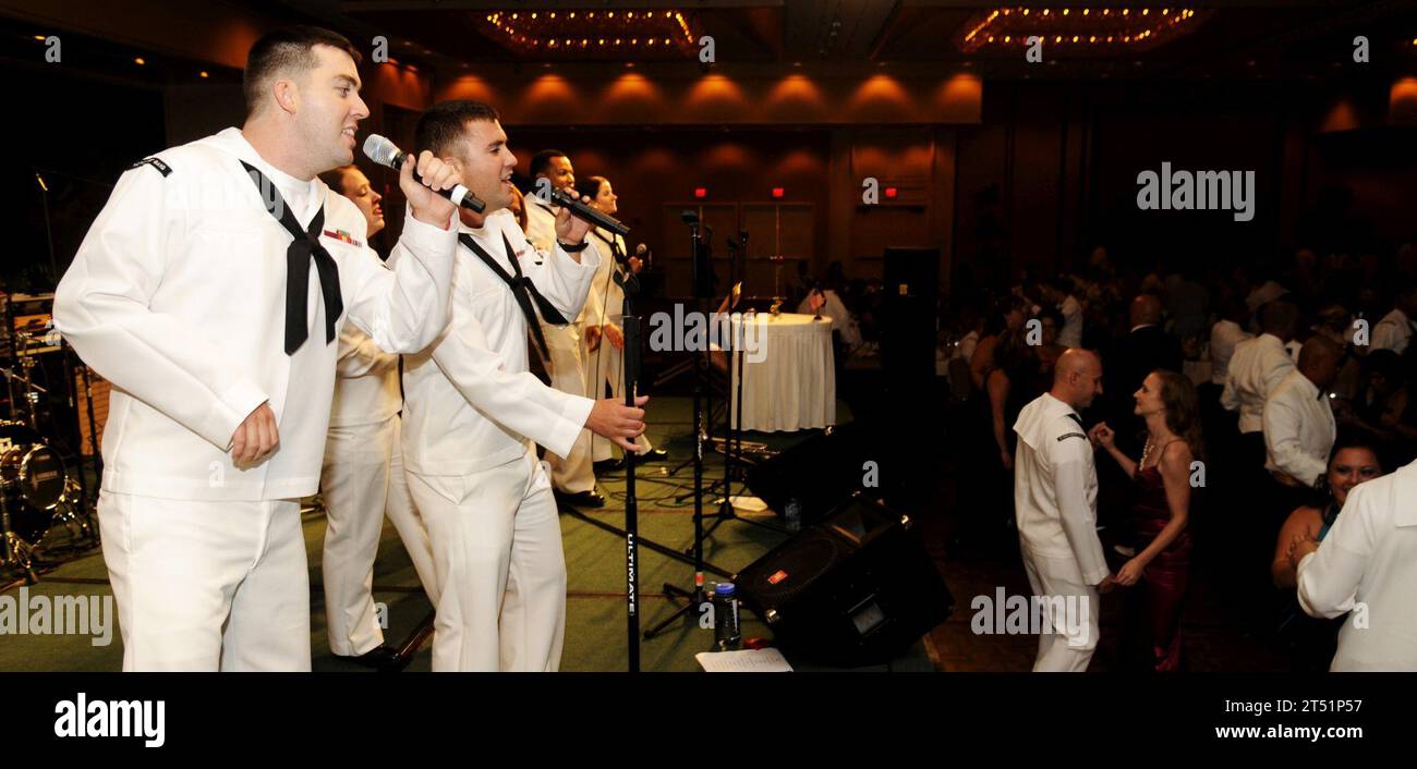 1010167498L-232 HONOLULU (Oct. 16, 2010) Members of the U.S. Pacific Fleet Band perform dance music at the 235th Navy Birthday Ball. Sailors and guests from throughout Hawaii celebrated the NavyХs birthday at the Hilton Hawaiian Village. Navy Stock Photo