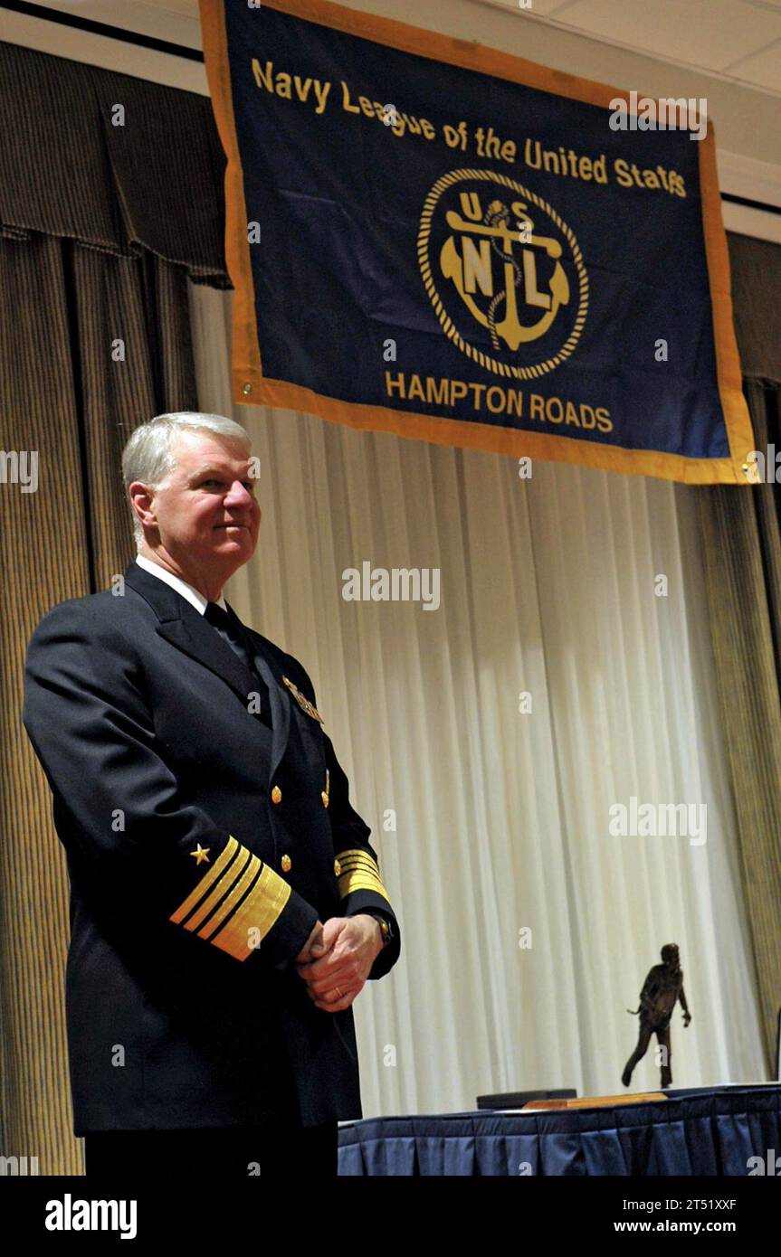 0902208273J-082 NORFOLK (Feb. 20, 2009) Chief of Naval Operations (CNO) Adm. Gary Roughead attends a dinner in honor of the Navy League, Hampton Roads chapter in Norfolk, Va. The mission of the Navy League is to foster and maintain interest in a strong Navy, Marine Corps, Coast Guard and Merchant Marine as integral parts of a sound national defense and vital to the freedom of the United Sates. Navy Stock Photo