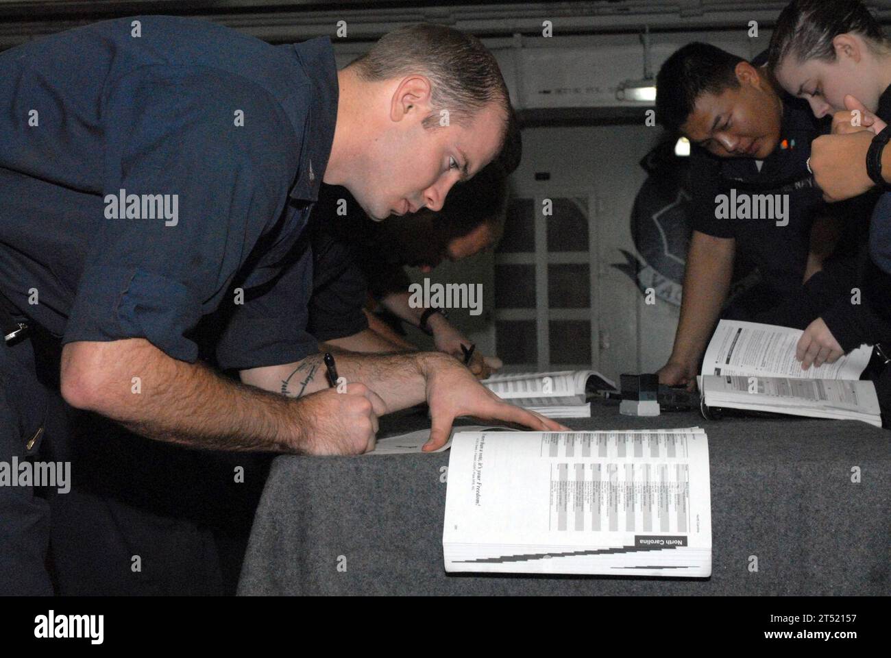 admin, below decks, voting Stock Photo