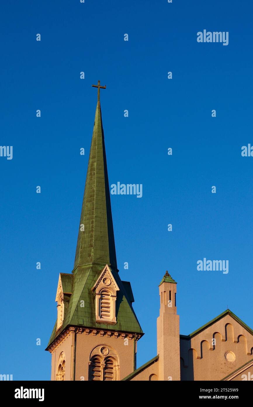 Church Steeples and Blue Sky Stock Photo