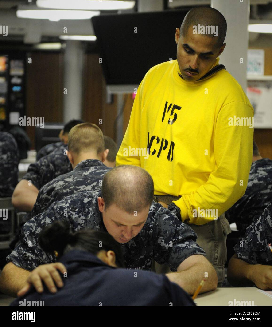 aft mess deck, aircraft carrier, Arabian Sea, chief, E4 Advancement