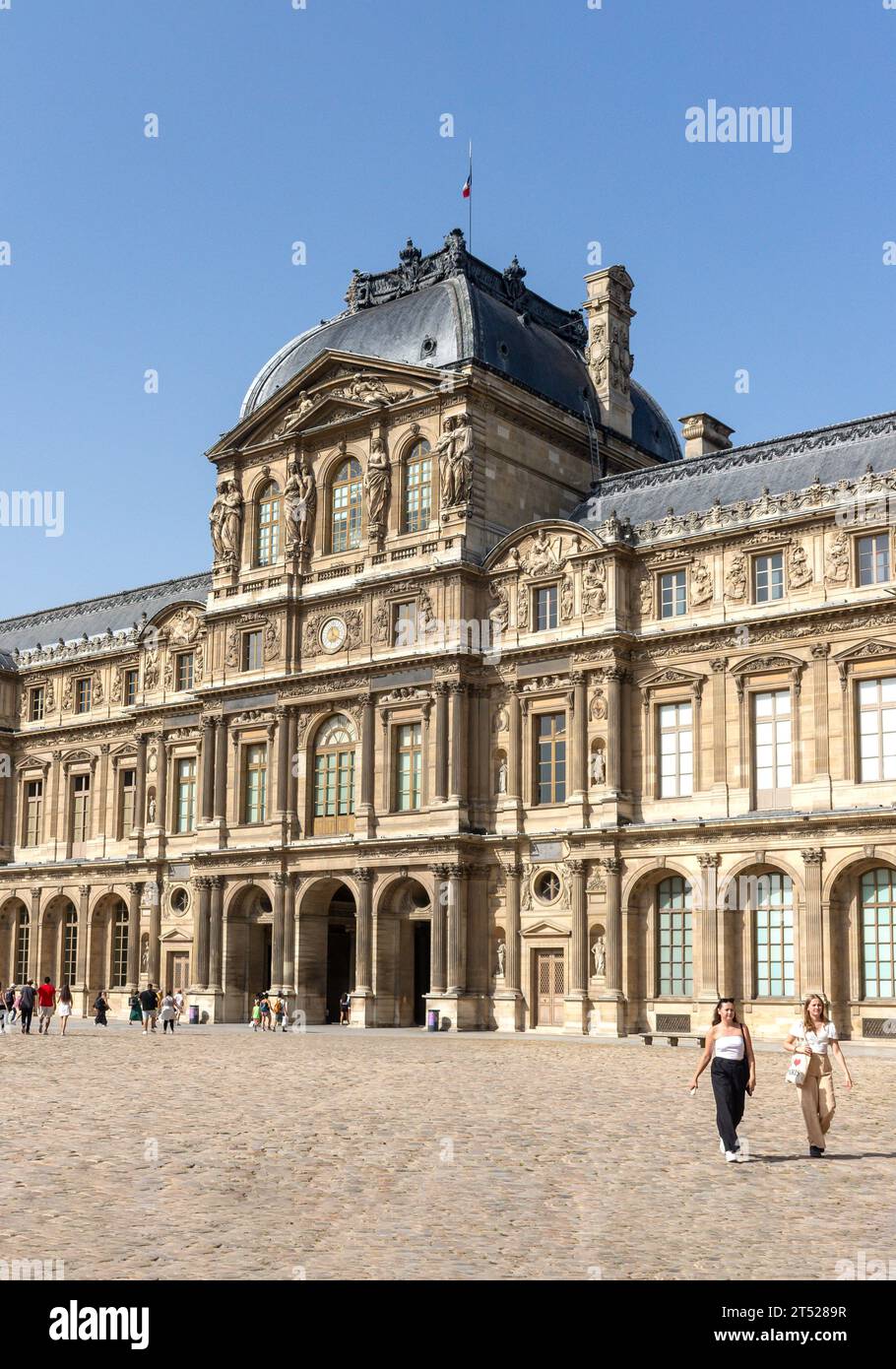 West wing of Cour Carrée (Square Court), Louvre Palace (Palais du Louvre), Rue de Rivoli, 1st arrondissement, Paris, Île-de-France, France Stock Photo