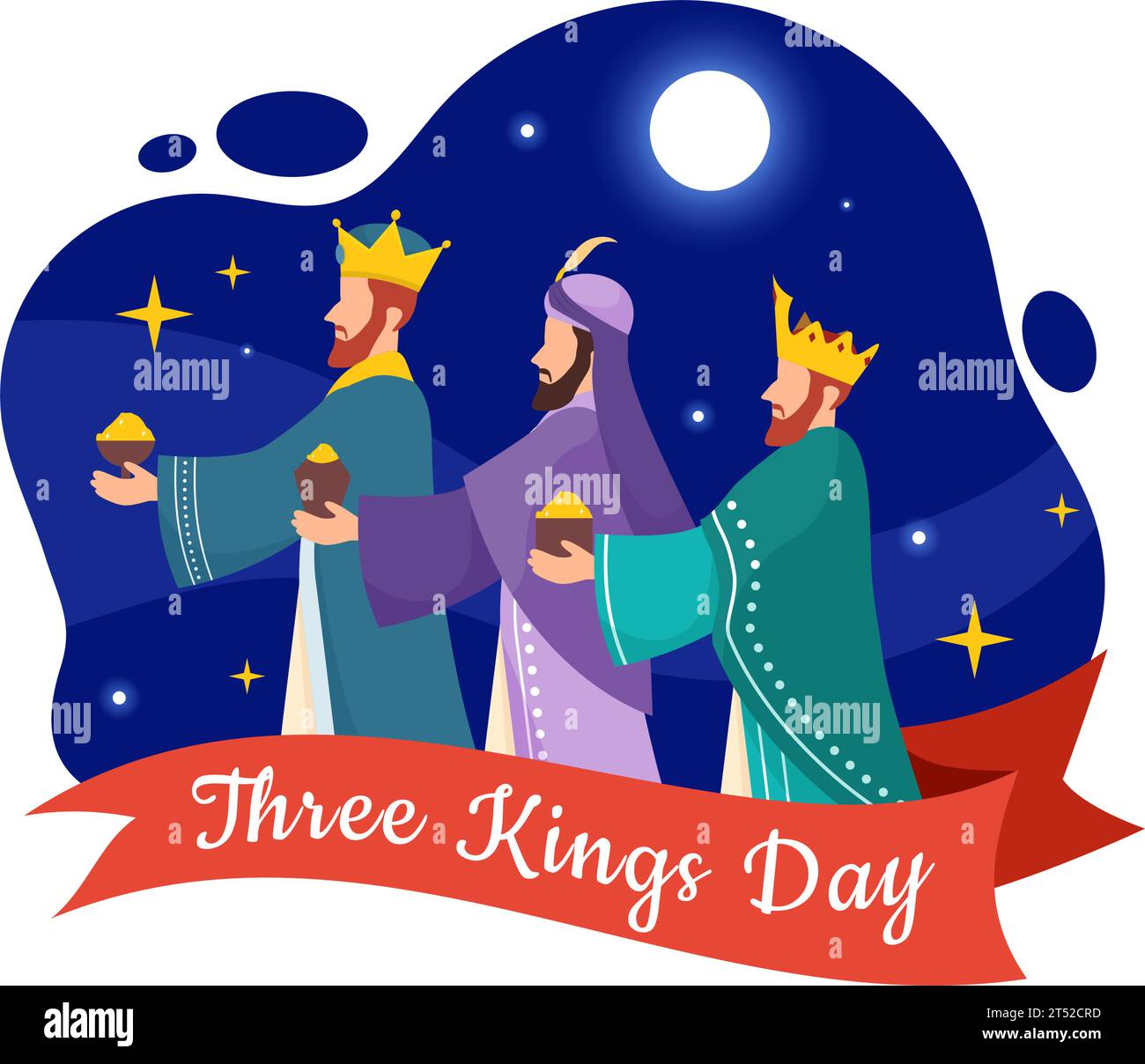 Happy Three Kings Day Vector Illustration to Faith on the Divinity of Jesus Since His Coming to