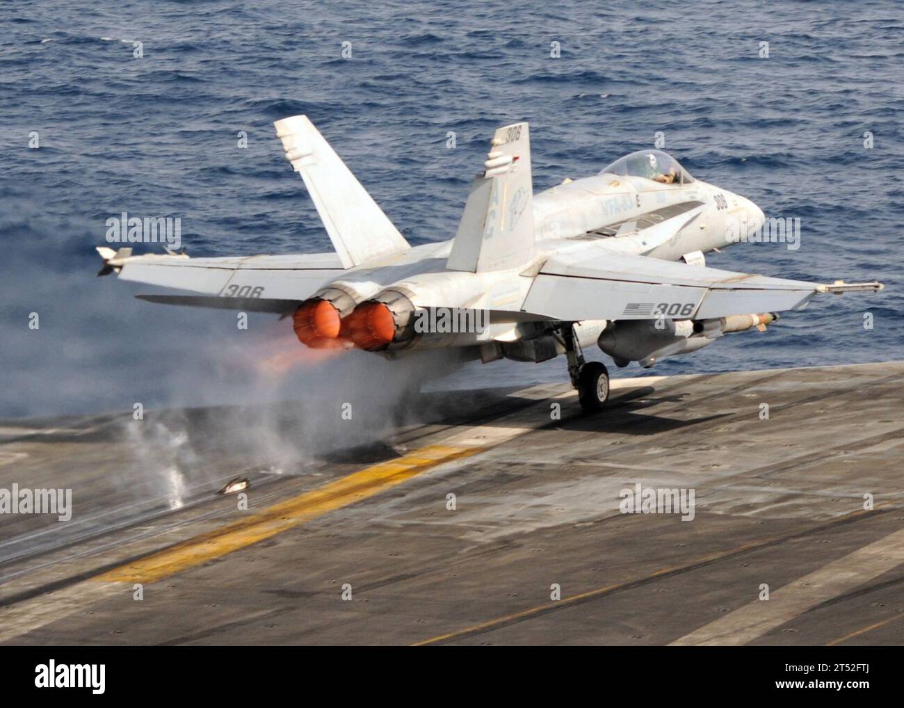 1006164236E-233 ARABIAN SEA (June 16, 2010) An F/A-18C Hornet assigned to the Rampagers of Strike Fighter Squadron (VFA) 83 catapults from the aircraft carrier USS Dwight D. Eisenhower (CVN 69). The Eisenhower Carrier Strike Group is deployed as part of an ongoing rotation of forward-deployed forces to support maritime security operations in the U.S. 5th Fleet area of responsibility. Navy Stock Photo