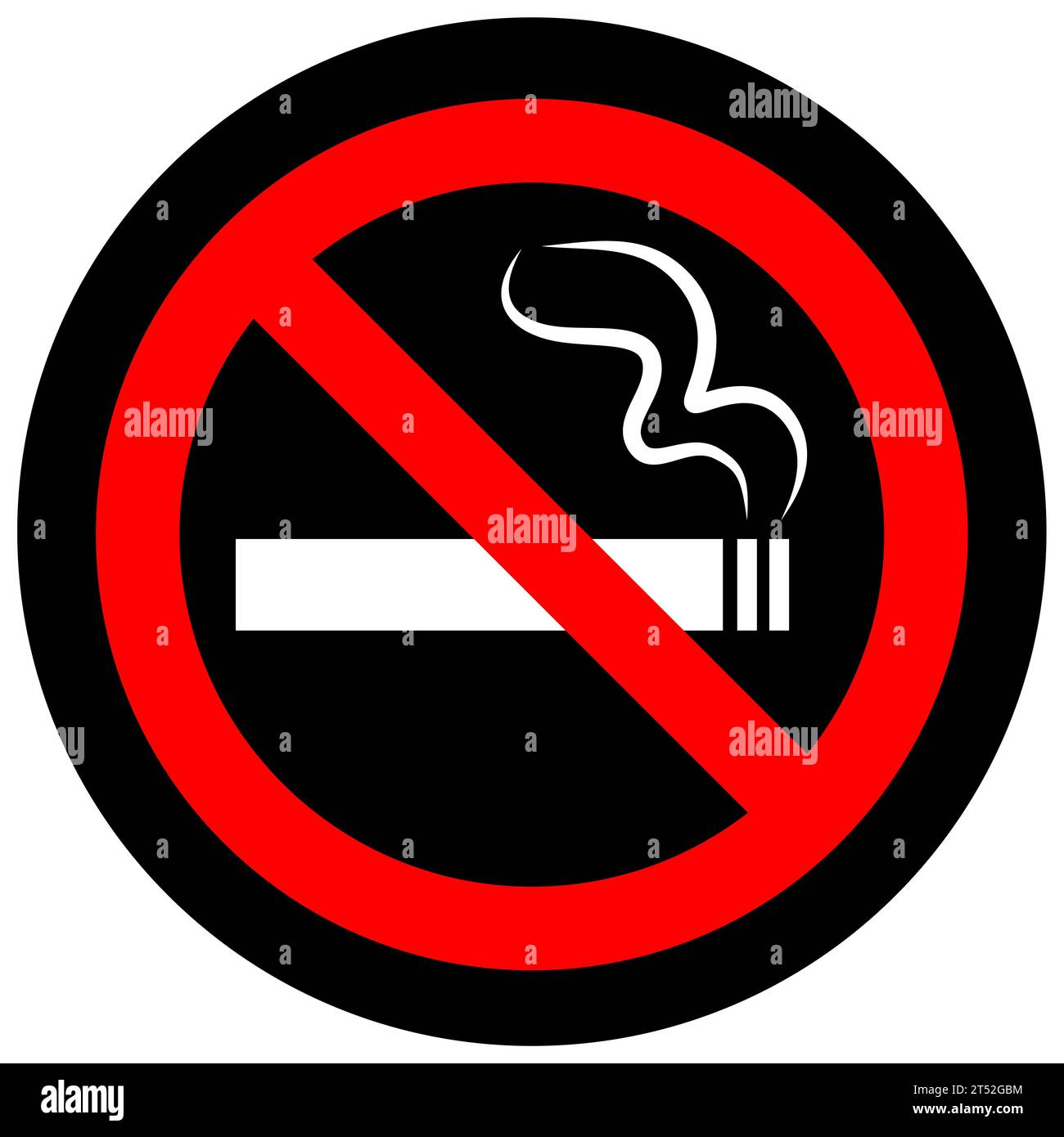 Black no smoking sign. Prohibition of smoking. Vector illustration with
