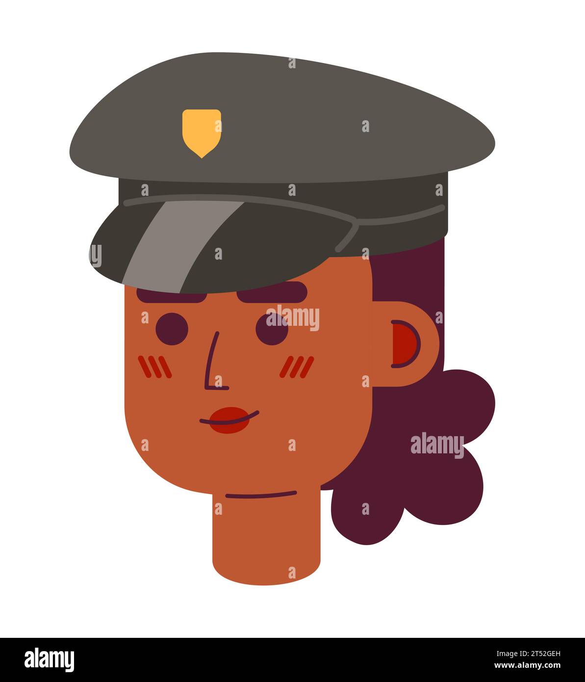 African american police officer woman 2D vector avatar illustration