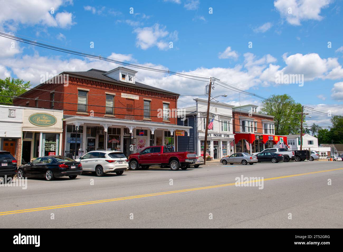 Historic commercial buildings on Main Street in historic town center of 