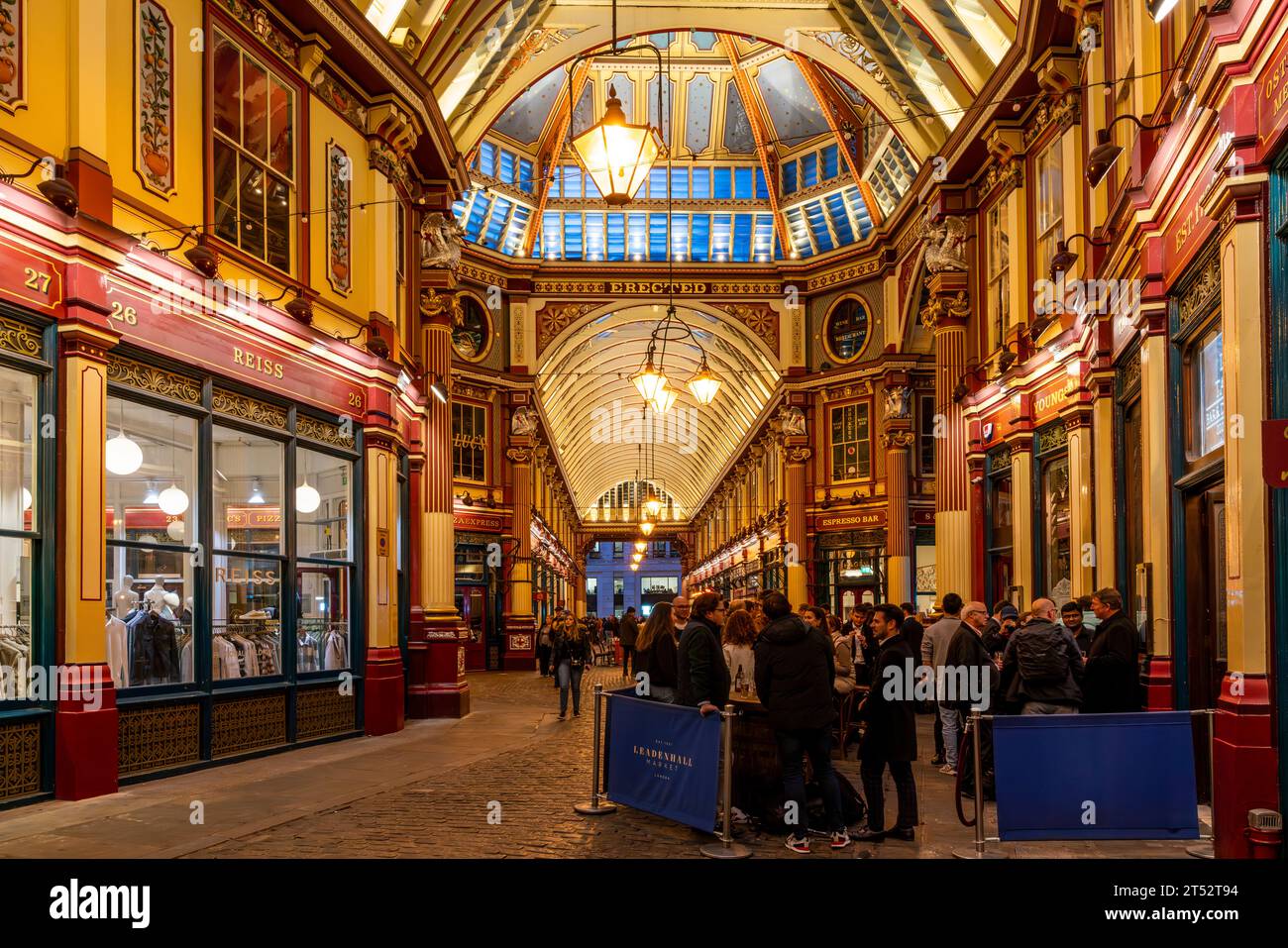 People Enjoying Drinks At A Pub In Leadenhall Market, London, UK Stock Photo