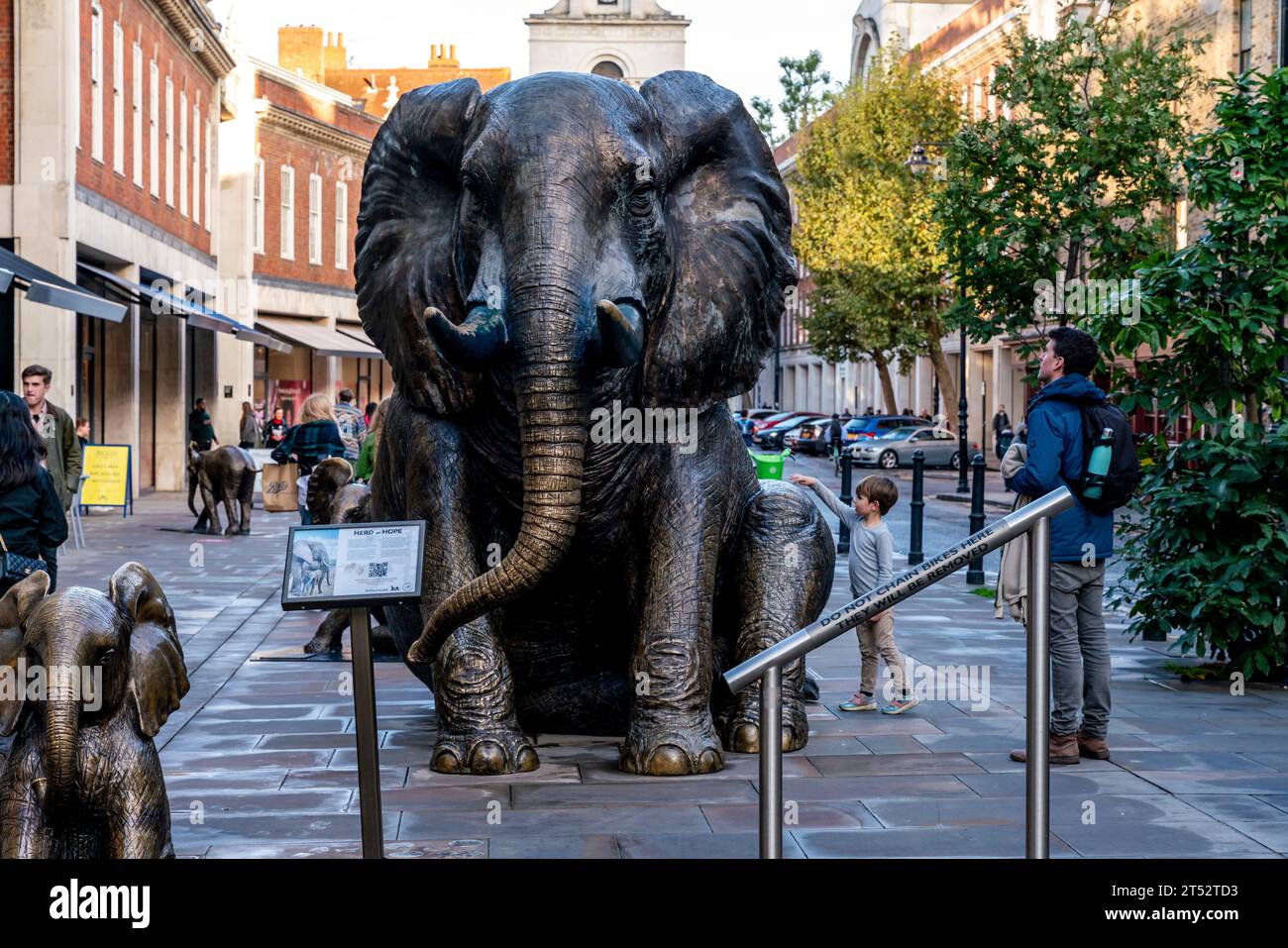 Elephant Sculpture (Herd of Hope) Spitalfields, East London, UK Stock