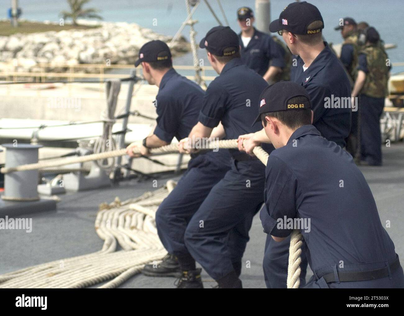 0704145253W-002 GUAM (April 14, 2007) - Line handlers aboard the ...