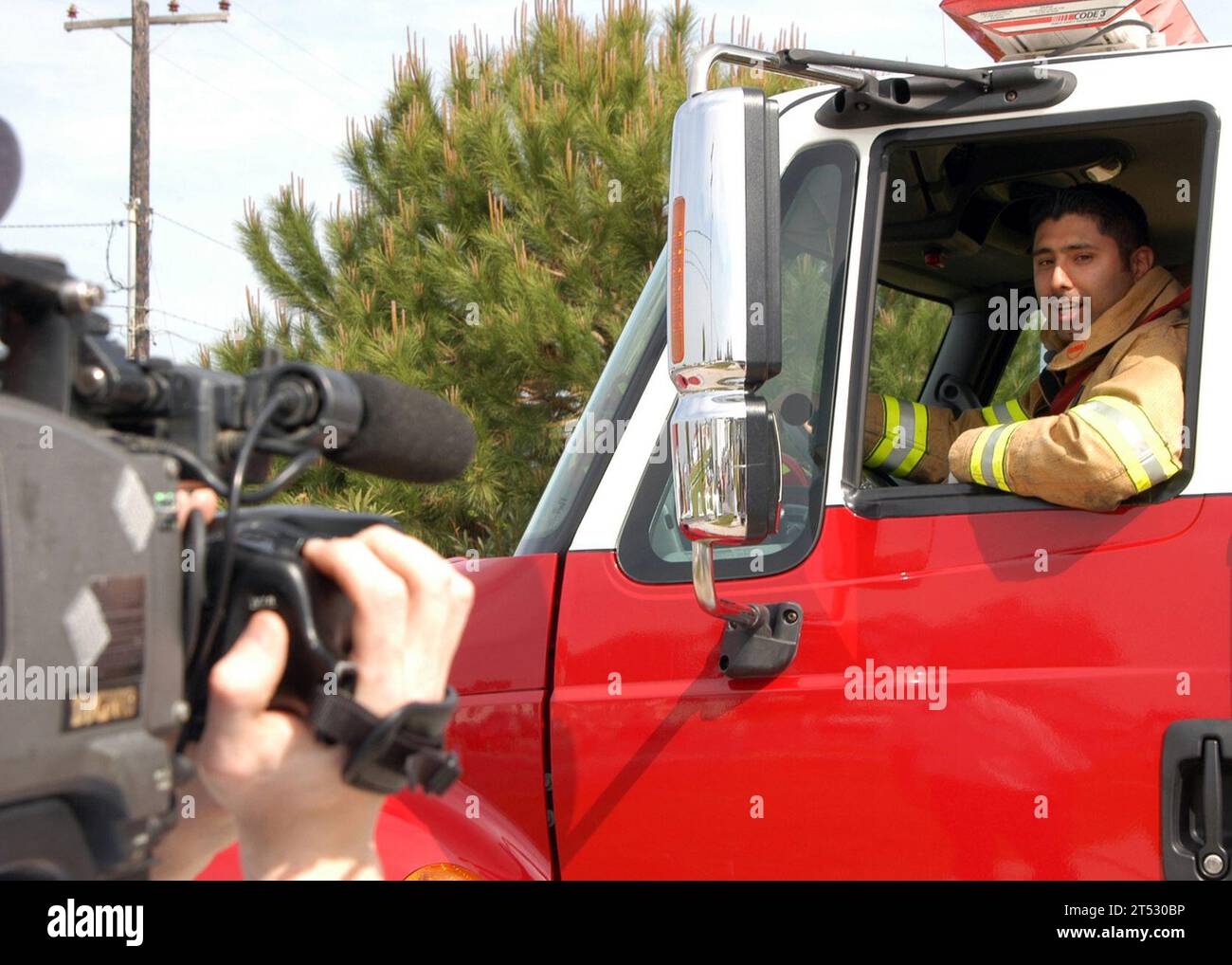 armed forces network, commercial, fire safety, firefighter, Rota Stock