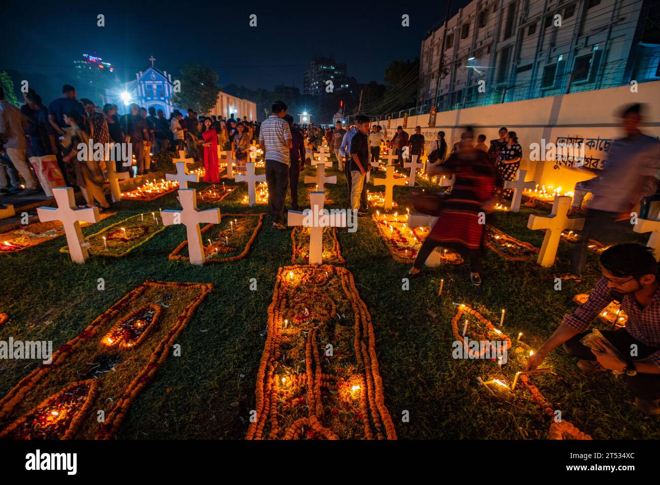 Catholics observe Nov 2 as the All Souls' Day, a day of prayers for the dead. The photos of the observation were taken at Holy Rosary Church in Dhaka, Stock Photo