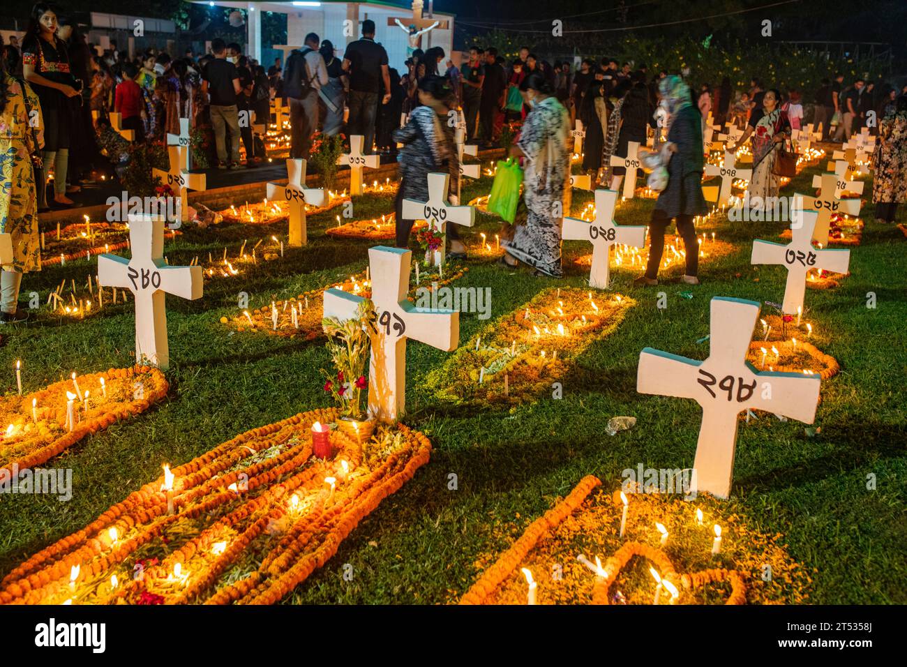 Catholics observe Nov 2 as the All Souls' Day, a day of prayers for the dead. The photos of the observation were taken at Holy Rosary Church in Dhaka, Stock Photo