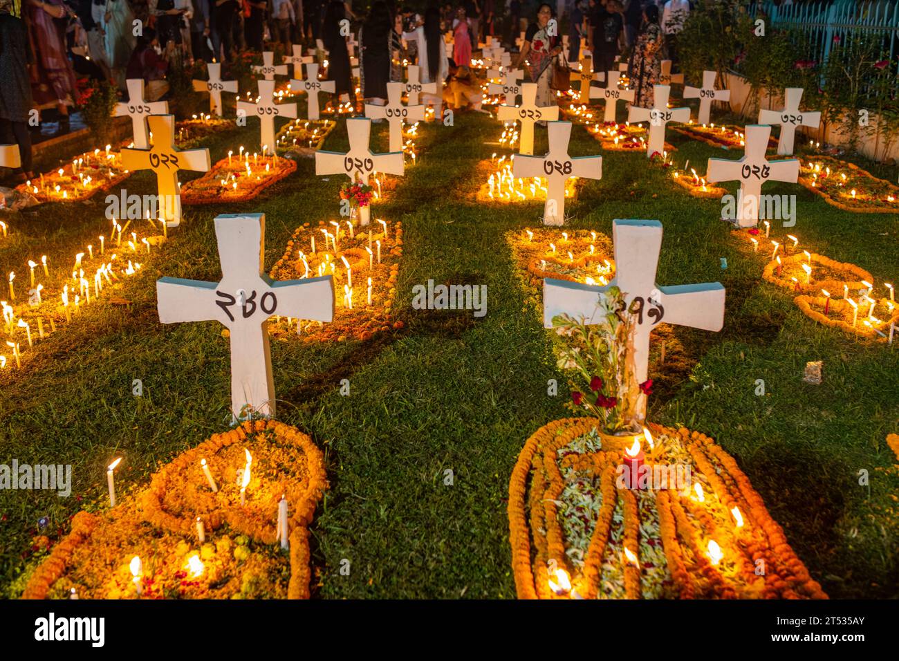 Catholics observe Nov 2 as the All Souls' Day, a day of prayers for the dead. The photos of the observation were taken at Holy Rosary Church in Dhaka, Stock Photo