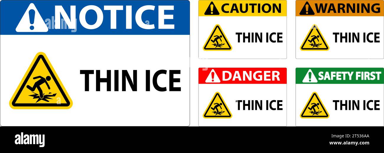 Water Safety Sign Danger - Thin Ice Stock Vector Image & Art - Alamy