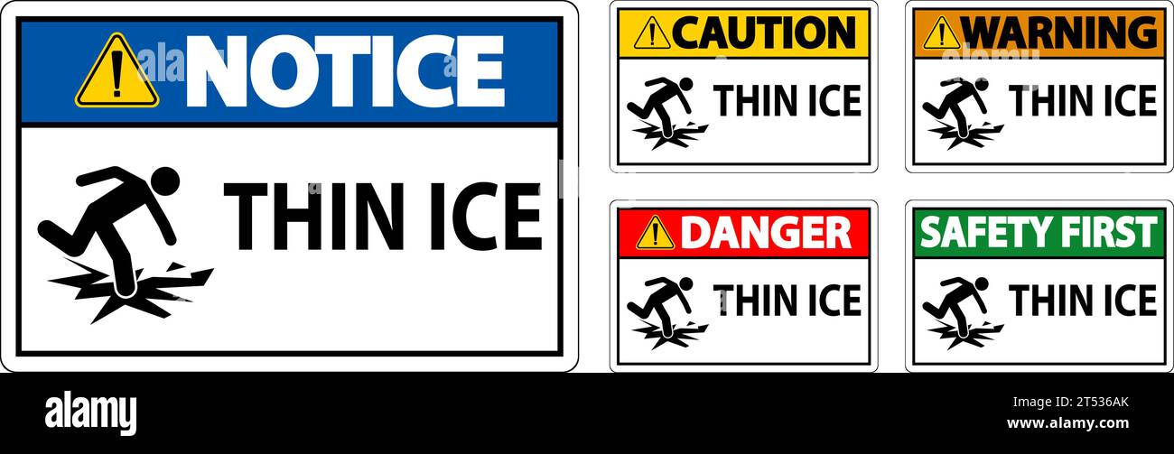 Water Safety Sign Danger - Thin Ice Stock Vector Image & Art - Alamy