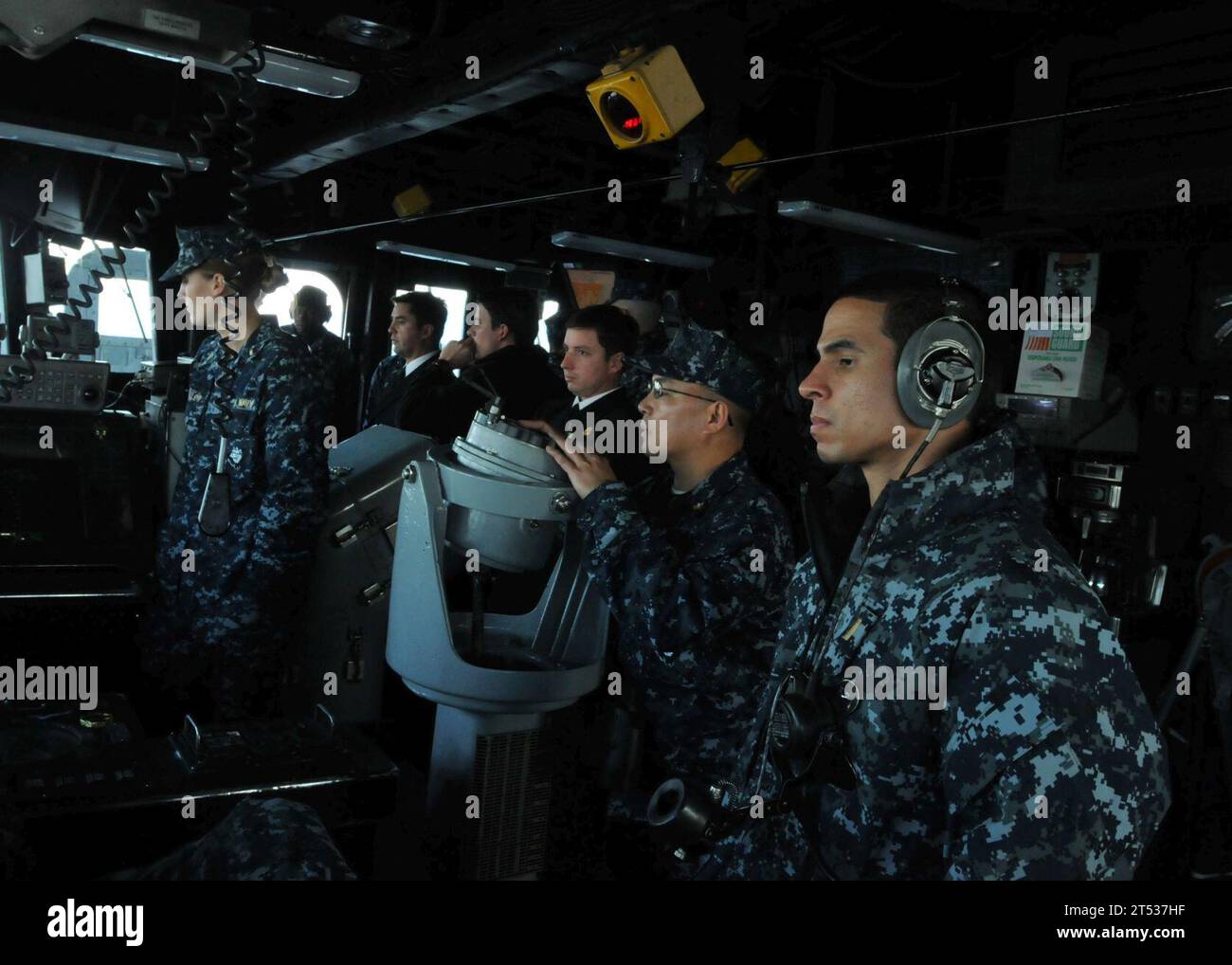 bearings, bridge, Chile, guided-missile frigate, navy, pelorus, Puerto Montt, South America, Southern Seas 2011, U.S. Navy, USS Thach (FFG 43) Stock Photo
