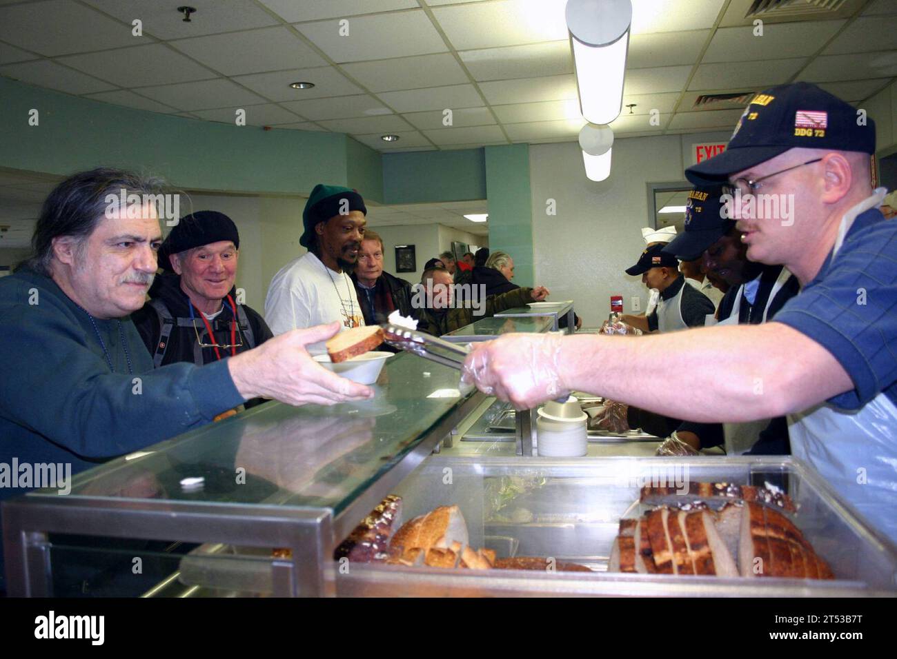 BOSTON, COMREL, homeless veterans, lunch, people, Sailor, USS Mahan, Veterans Stock Photo