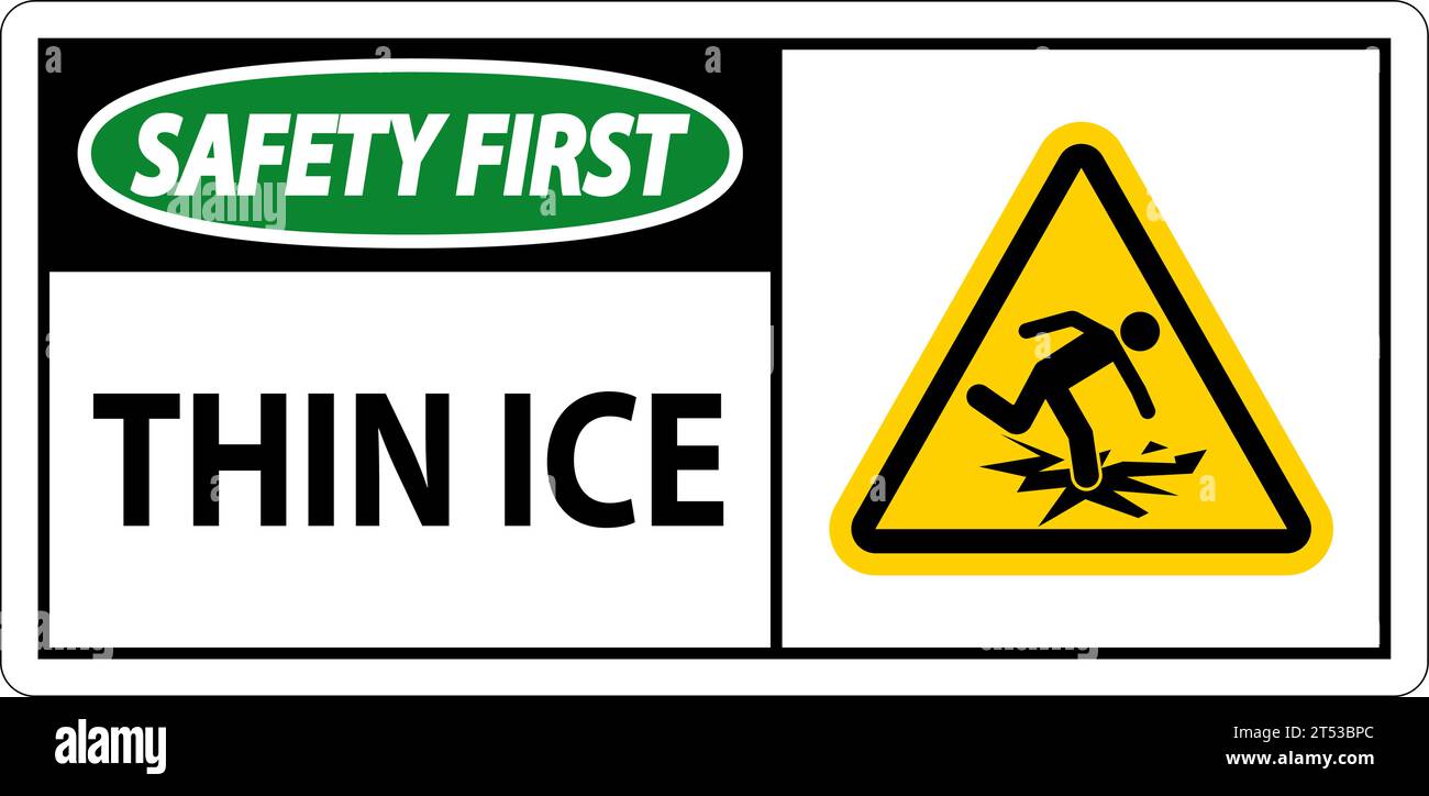 Danger: Thin Ice with Hazard Icon - Label