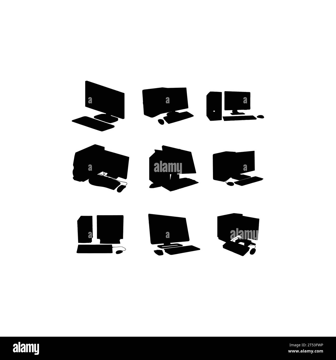 Black computer set design Royalty Free Vector Image Stock Vector Image ...